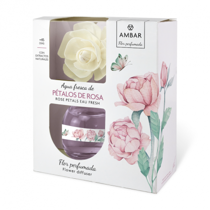 Pack de 10 : Fleur parfumée aux pétales de rose - Ambar (Soit 2,70€ pièce)