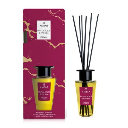 Pack de 8 (Soit 3,40€ pièce) : Mikado premium décoratif parfum Fruits Rouges & Vanille