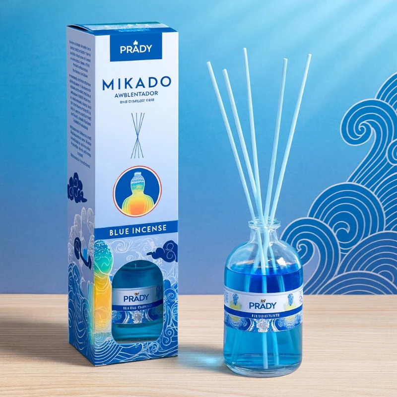 blue-incense-mikado-prady-prix-de-gros Carton de 12 (1,49€ Unité) Diffuseur d’Ambiance Mikado “Encens Bleu” - Prady – Image 1