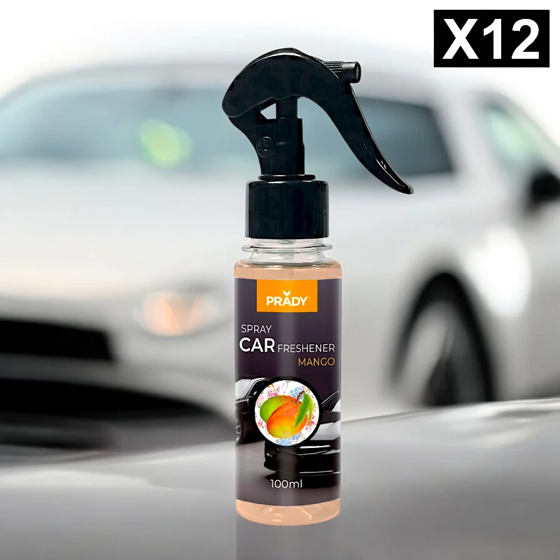 fournisseur-de-spray-de-voiture-prady-parfum-mango.webp Lot de 12 (soit 1,45€ pièce) : Spray d'Ambiance Parfumé Voiture 100ml - MANGUE - Prady – Image 1