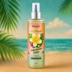 Lot de 12 (soit 2,10€ pièce) : Brume parfumée et pailletée corps et cheveux "Fleur de thiaré" - Prady