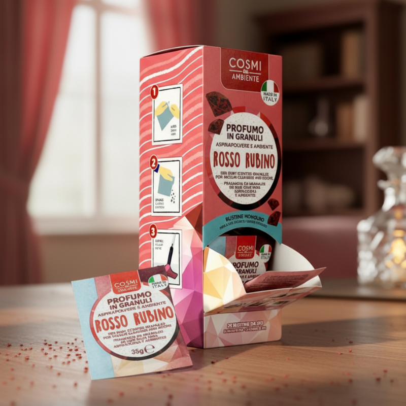 grossiste-cosmi-milano-12.webp Présentoir de 25 (soit 0.72€ pièce) : Perles Parfumées pour Aspirateur Rouge Rubis - COSMI AMBIENTE – Image 1