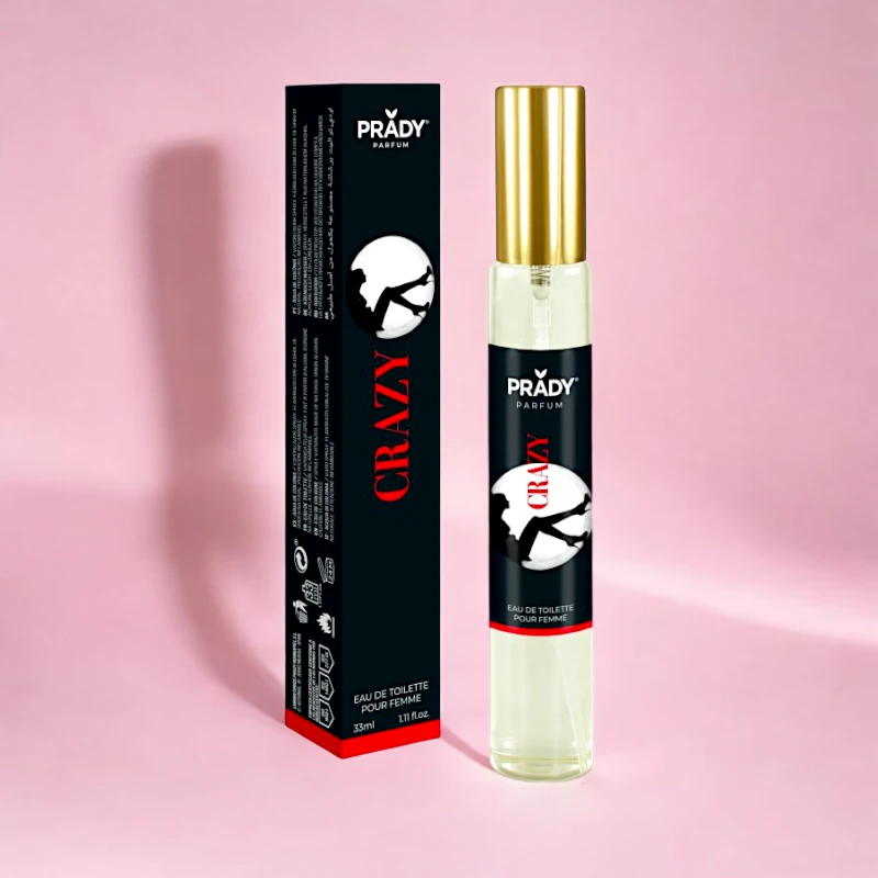 grossiste-eau-de-toilette-33ml-prady-femme-crazy.webp Lot de 36 (0,98€ Pièce) : Eau de toilette générique Crazy 33ml - Prady – Image 1