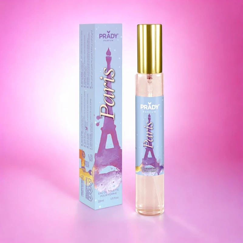 grossiste-eau-de-toilette-33ml-prady-femme-paris.webp Lot de 36 (0,98€ Pièce) : Eau de toilette générique Paris 33ml - Prady – Image 1