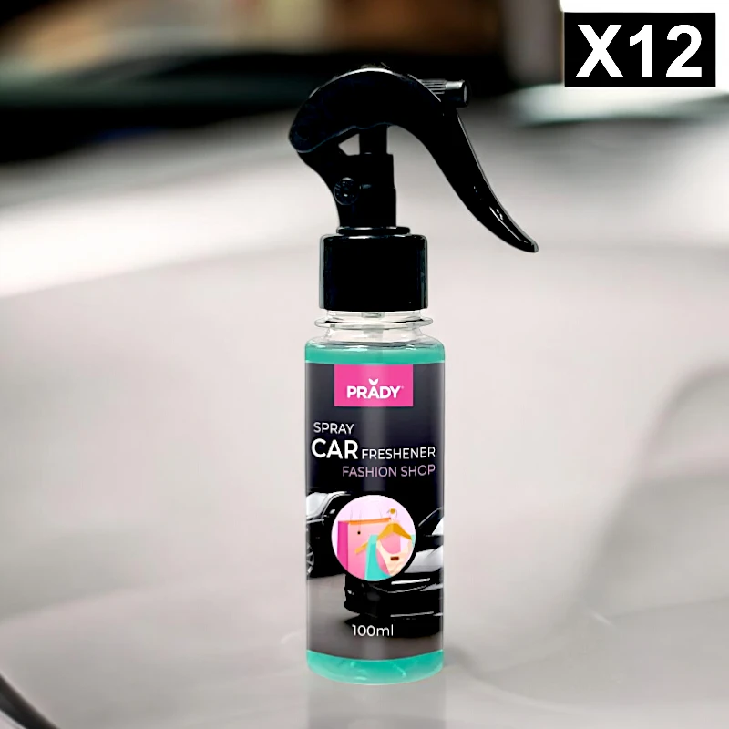 grossiste-en-spray-de-voiture-prady-parfum-fashion-shop-1.webp Lot de 12 (soit 1,45€ pièce) : Spray d'Ambiance Parfumé Voiture 100ml - FASHION SHOP - Prady – Image 1