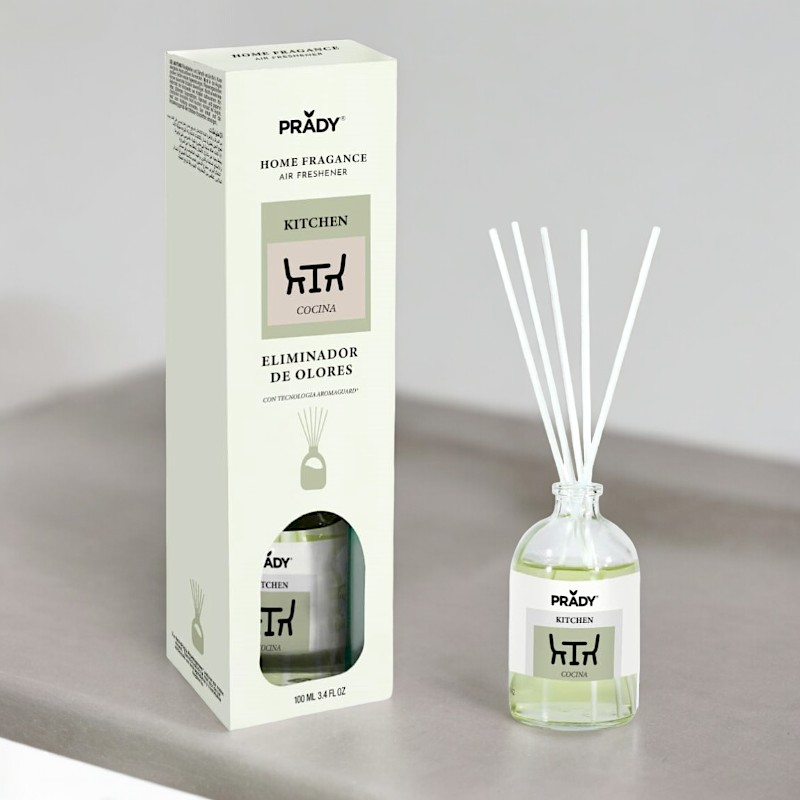 grossiste-mikado-prady-elimine-les-odeurs-special-cuisine-1.jpg Carton de 12 (1,95€ Pièce) : Mikado Spécial Cuisine – Élimine les Odeurs, 100ml – Image 1