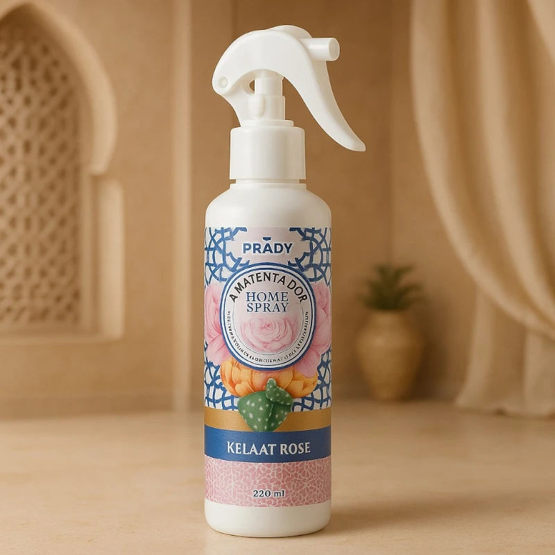 grossiste-spray-dambiance-prady-kelaat-rose.webp Carton de 12 (1,59€) : Spray Parfumé Kelaat Rose - 220ml Prady – Image 1