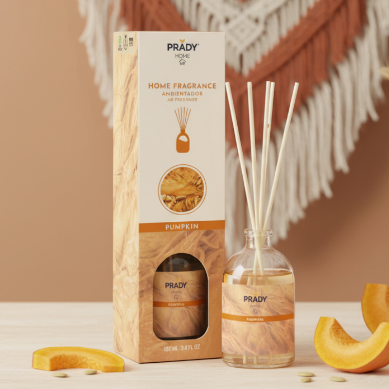 grossiste-spray-et-mikado-prady-Pumpkin Carton de 12 (1,49€ Unité) Diffuseur d’Ambiance Mikado “Pumpkin”(Citrouille) - Prady – Image 1