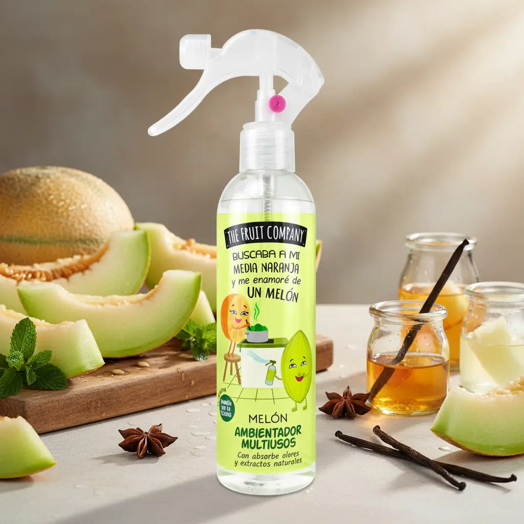 grossiste-spray-gourmand-the-fruit-company-3 Carton de 12 (1,49€ Unité) Désodorisant Spray Multi-usage Melon - THE FRUIT COMPANY – Image 1