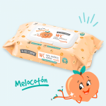 Carton de 12 (soit 2,20€ pièce) : Papier toilette humide 60 lingettes pêche par paquet - Taille XL – Image 3