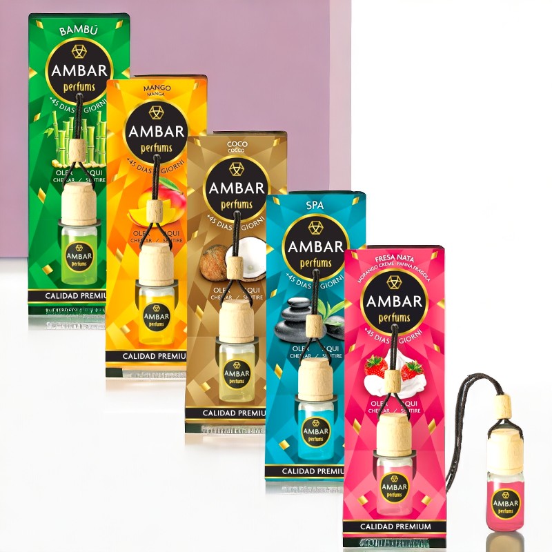 lot-de-parfum-de-voiture-ambar-1-1.jpg Lot mélangé de 12 (soit 1,55€ pièce) : Parfum de voiture à suspendre Ambar – Image 1
