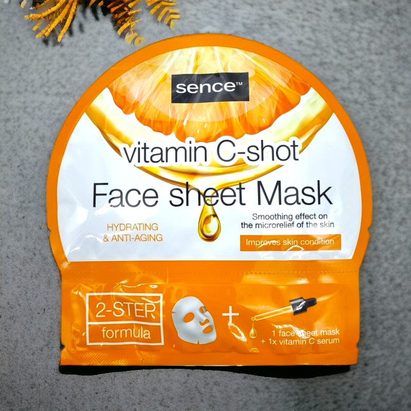 masque-de-soins-a-la-vitamine-C-marque-sence.jpg Pack de 24 (1,15€ pièce) Masque 2 étapes à la vitamine C – Image 1