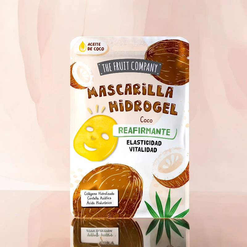 masque-de-visage-coco-the-fruit-company.webp Carton de 24 (soit 1.30€ pièce) : Masques Visage Hydrogel Raffermissants à la Noix de Coco - The Fruit Company – Image 1