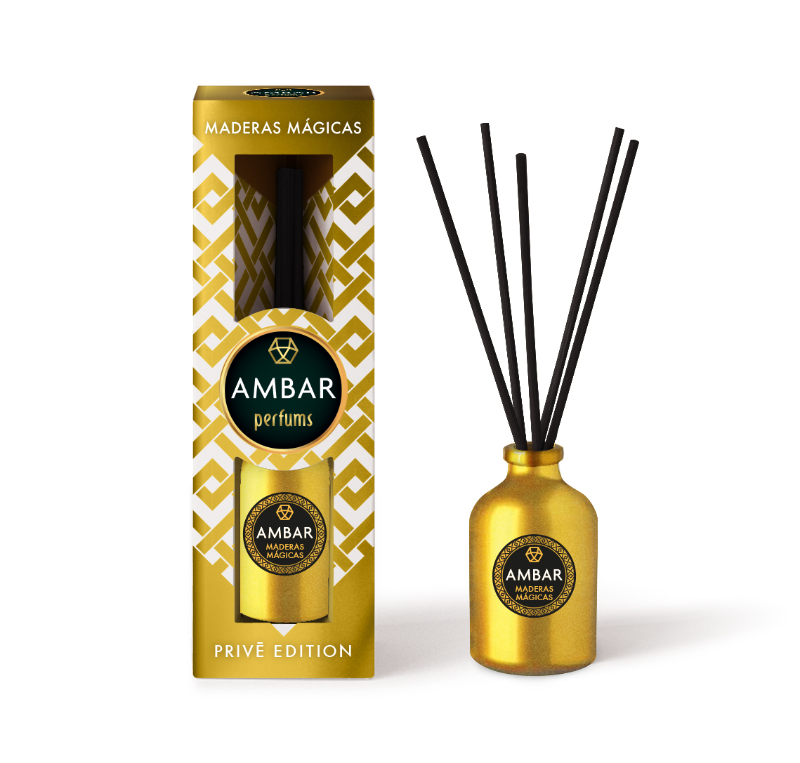 mikado-ambar-maderas-premium.jpg Présentoir de 12 : Mikado Edition Privée 45ml - "Bois Magiques" (soit 2,12€ pièce) – Image 1