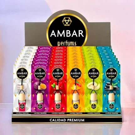 Présentoir de 42 (soit 1,50€ pièce) : Parfum de voiture à suspendre - Ambar