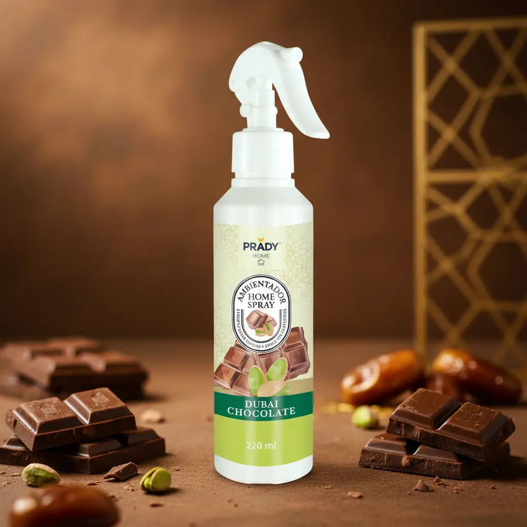spray-chocolat-dubai-de-prady.webp Carton de 12 (1,59€) : Spray Parfumé Dubai Chocolate - 220ml Prady – Image 1