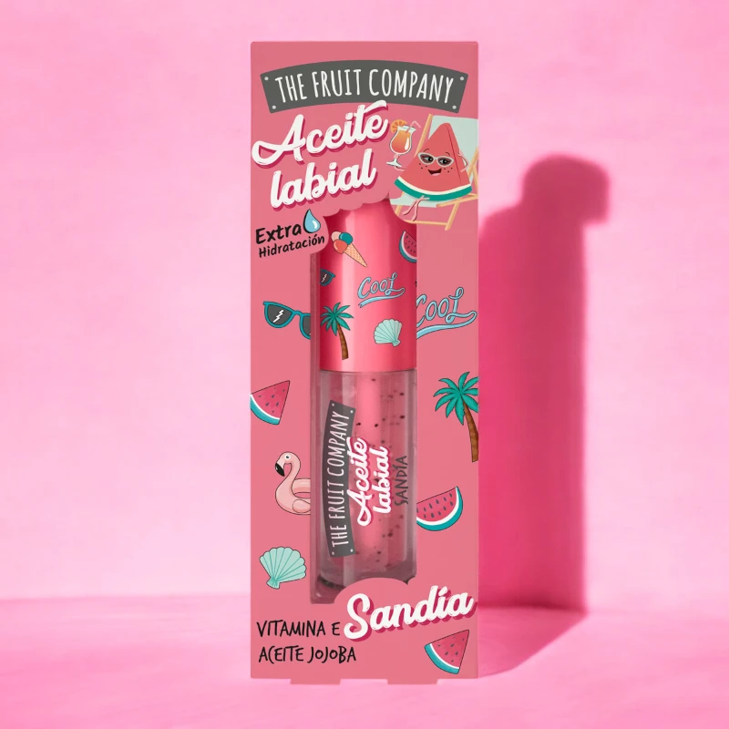 thefruitcompany_aceite_labial_sandia_frontal.webp Lot de 18 (soit 1,40€ pièce) : Huile à lèvres parfum Pastèque – Image 1