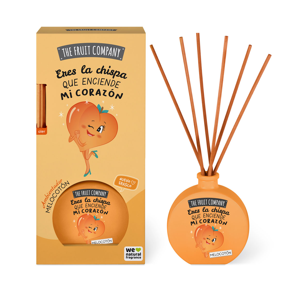 thefruitcompany_ambientador_mikado_melocoton Carton de 12 (2,40€ Unité) 🍓 Mikado Parfumée Pêche COLLECTION FRUITÉE (40 ml) - The Fruit Company 🍑 – Image 1