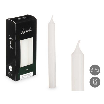 SET 6 BOUGIES  BLANC 15 CM 6 HEURES