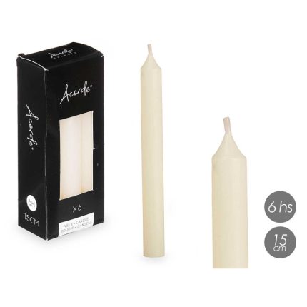 SET 6 BOUGIES  CRÈME 15 CM 6 HEURES