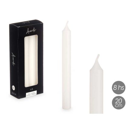 SET 8 BOUGIES  BLANC 20 CM 8 HEURES